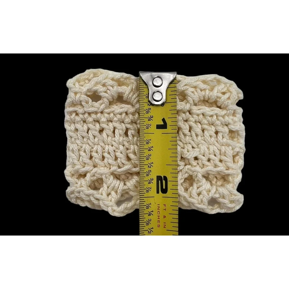 Handmade Crochet Placemats Napkin Rings Set of 4 17x11 Cream Boho Shabby Farm